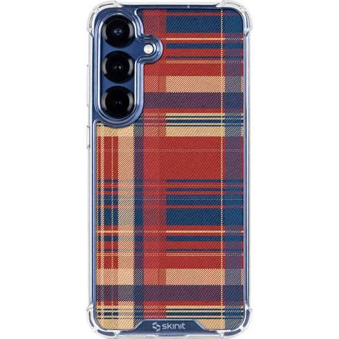 Red and Blue Plaid Galaxy S25 Clear Case